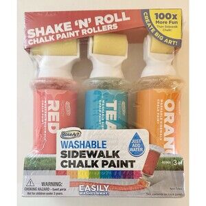 Washable Sidewalk Chalk Paint Roller Set 3 PK Shake N Roll NEW Rose Art